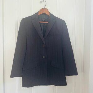 BCBG MaxAzria Black Pin Striped Blazer Jacket Career Work Button Closure Size 0